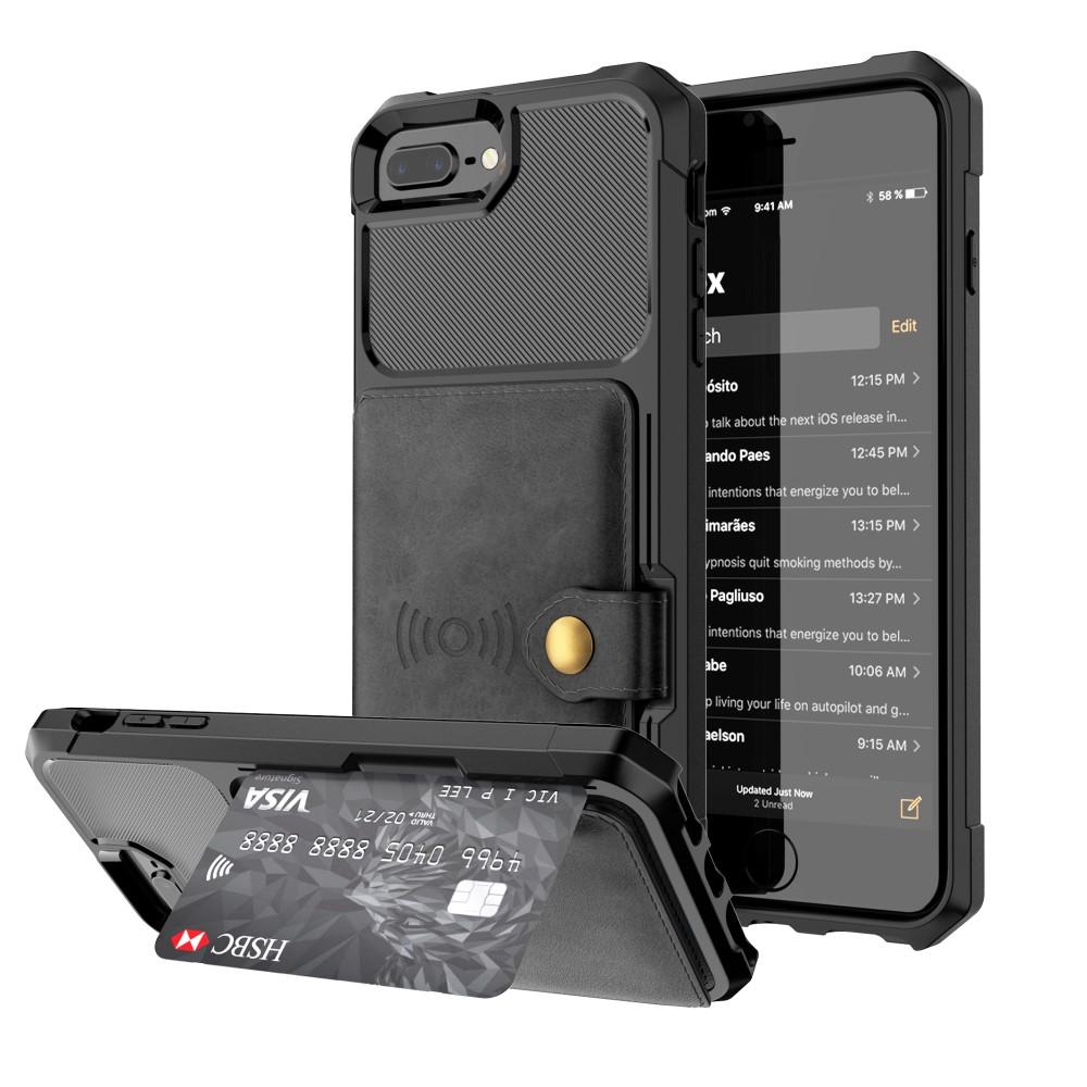Coque porte-cartes Tough Multi-slot iPhone 7 Plus/iPhone 6 Plus/6S Plu/iPhone 8 Plus, Noir