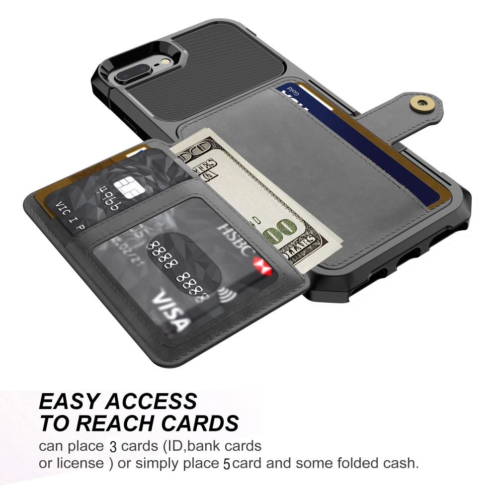 Coque porte-cartes Tough Multi-slot iPhone 7 Plus/iPhone 6 Plus/6S Plu/iPhone 8 Plus, Noir