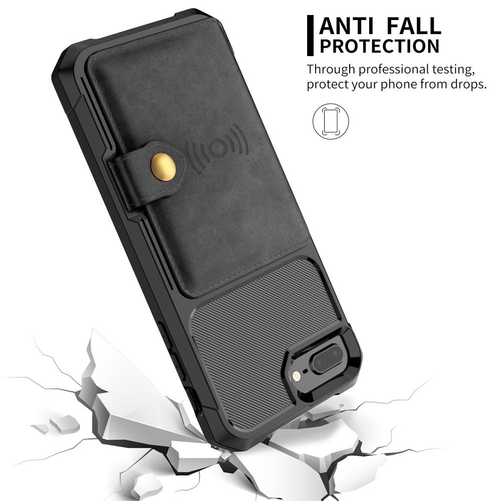 Coque porte-cartes Tough Multi-slot iPhone 7 Plus/iPhone 6 Plus/6S Plu/iPhone 8 Plus, Noir