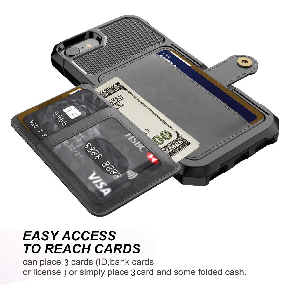 Coque porte-cartes Tough Multi-slot iPhone SE (2022), noir