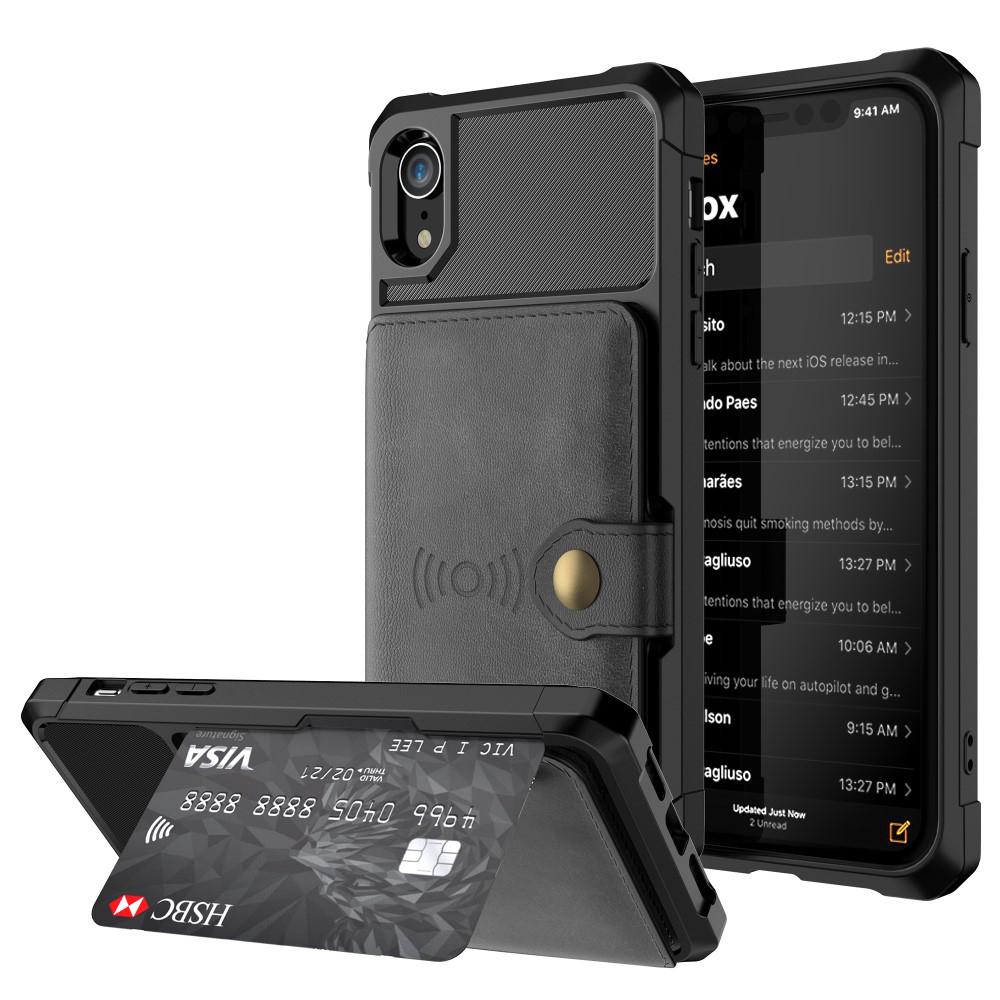 Coque porte-cartes Tough Multi-slot iPhone Xr Noir