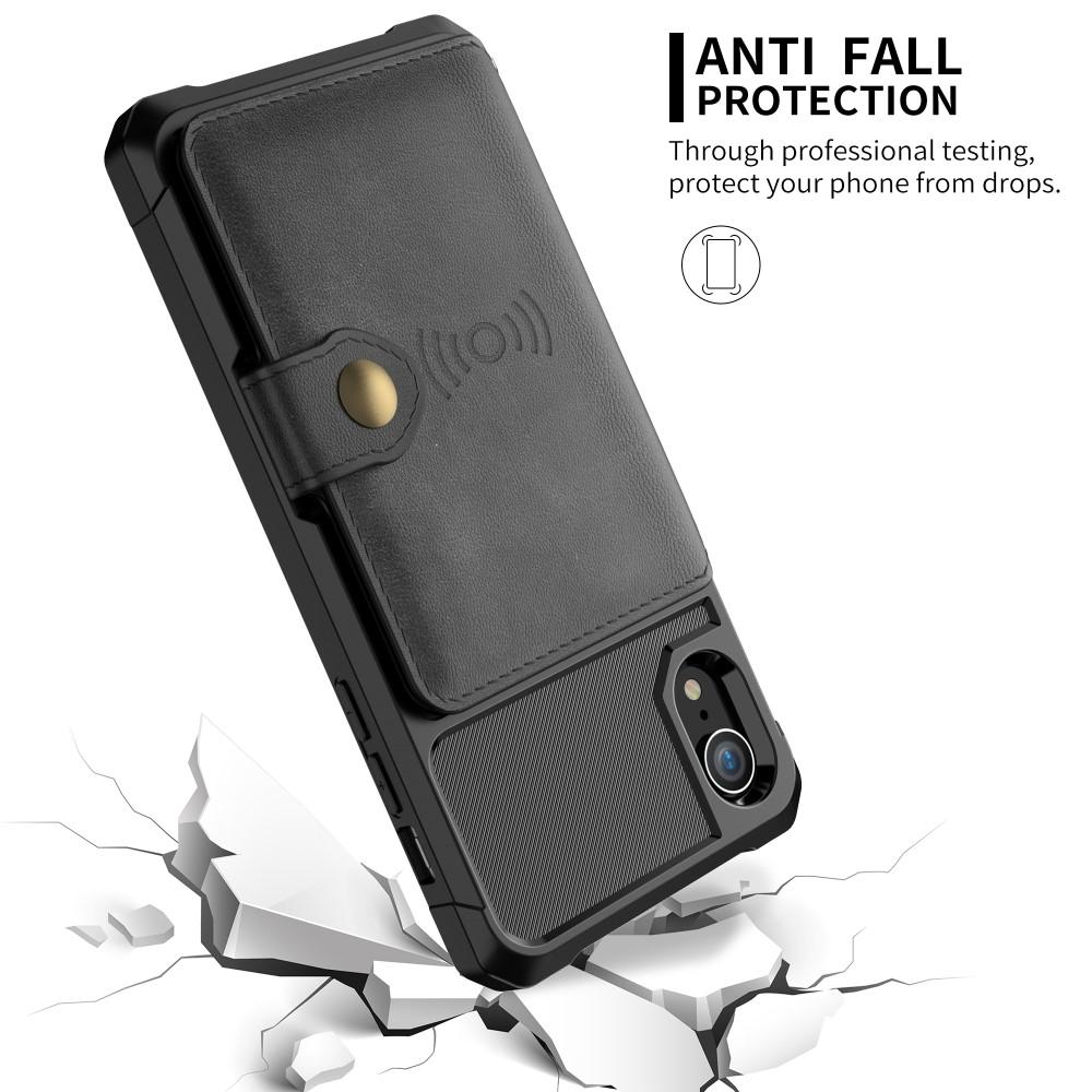 Coque porte-cartes Tough Multi-slot iPhone Xr Noir