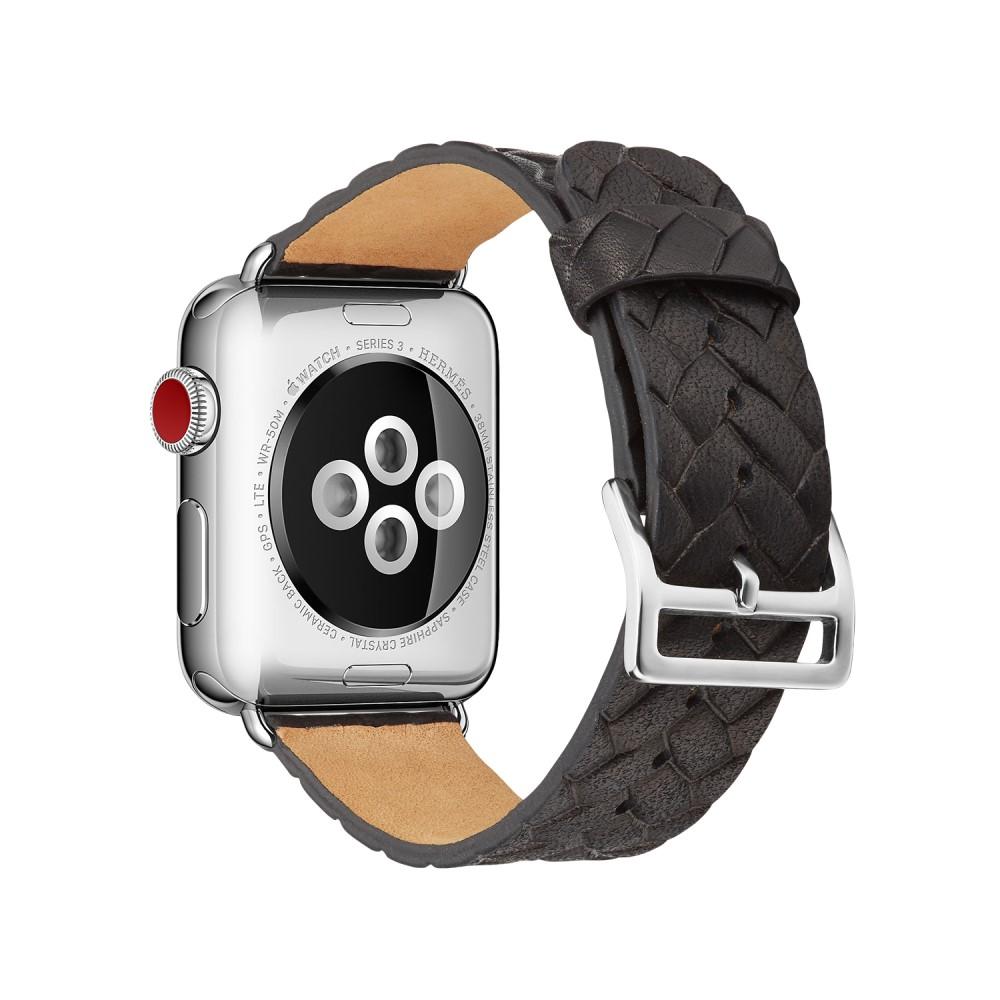 Woven Leather Band Apple Watch Ultra 49mm, noir