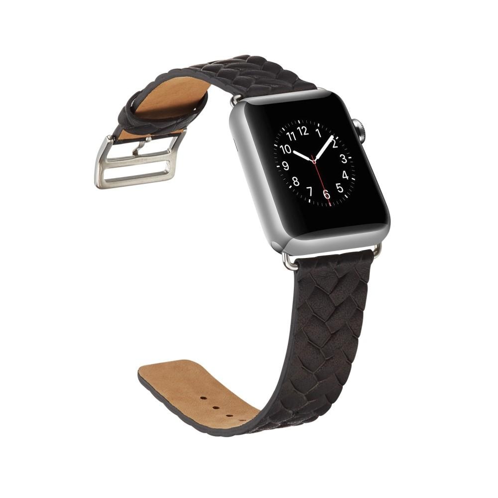 Woven Leather Band Apple Watch Ultra 49mm, noir