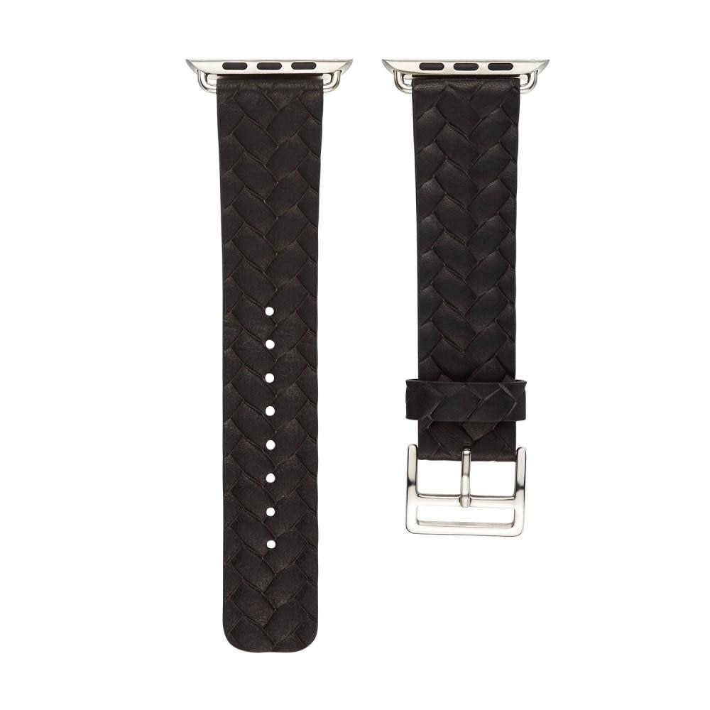 Woven Leather Band Apple Watch 41mm Series 9, noir