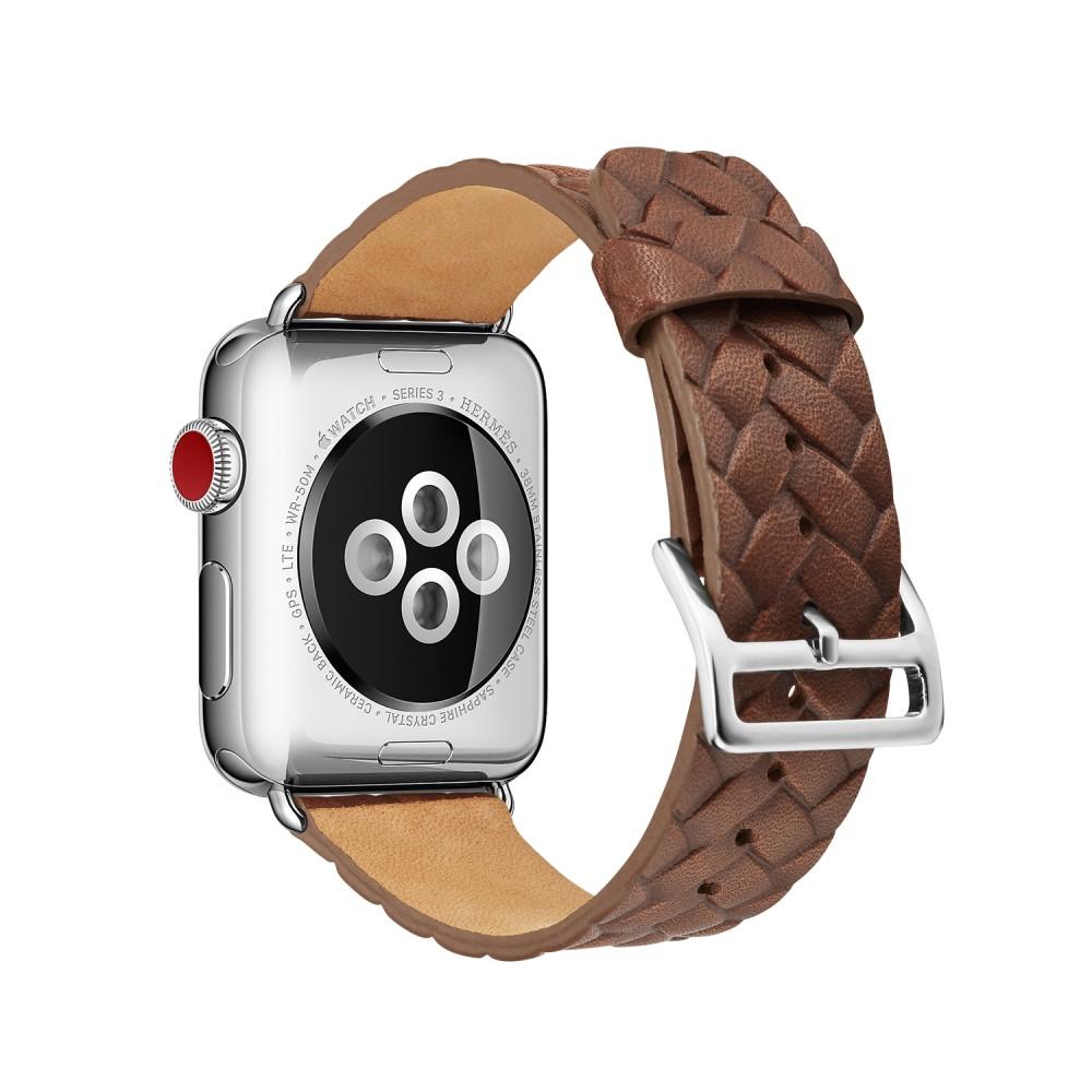Woven Leather Band Apple Watch 45mm Series 9, marron