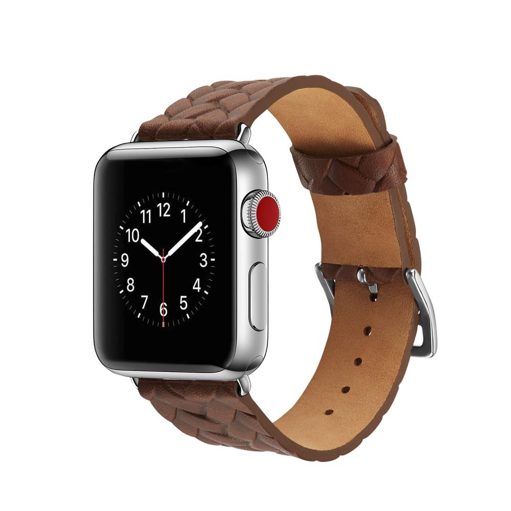 Woven Leather Band Apple Watch 45mm Series 9, marron