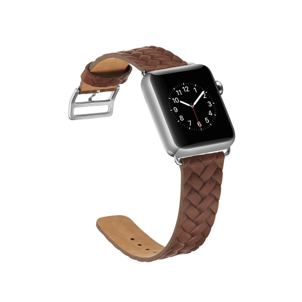 Woven Leather Band Apple Watch 45mm Series 9, marron