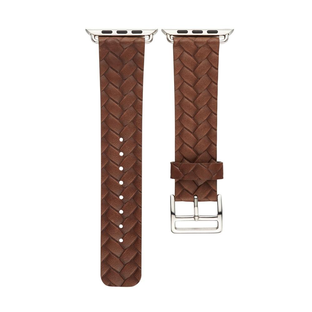Woven Leather Band Apple Watch 45mm Series 9, marron