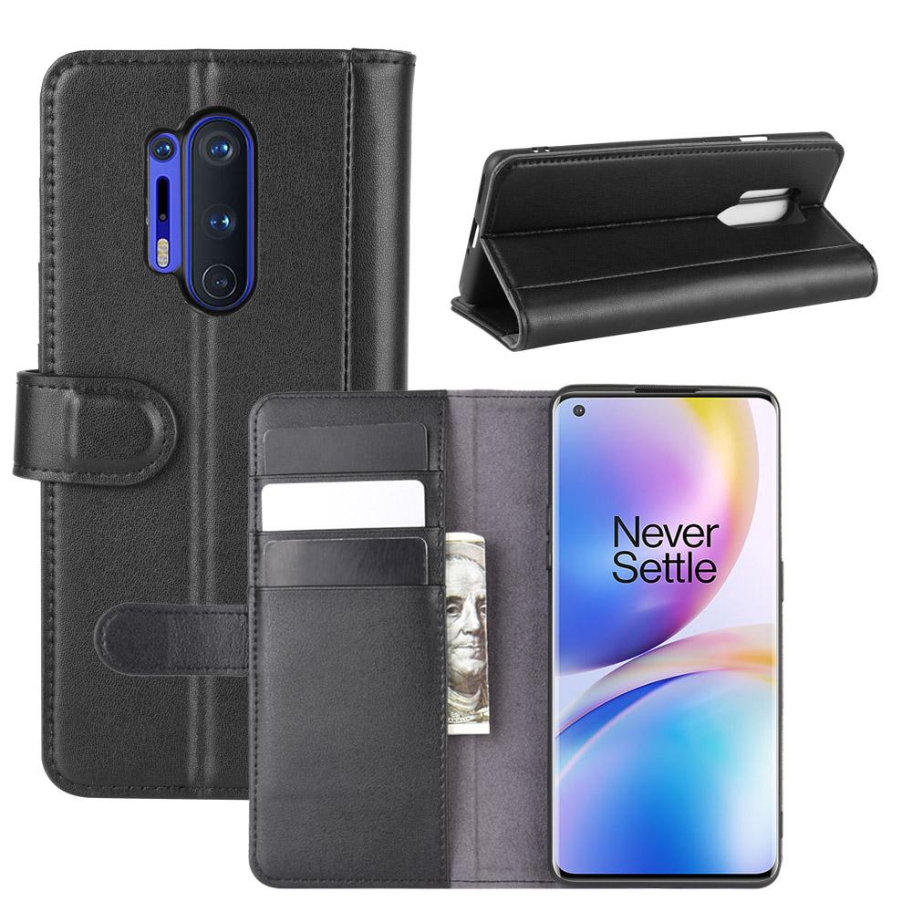 Étui en cuir veritable  OnePlus 8 Pro, Noir