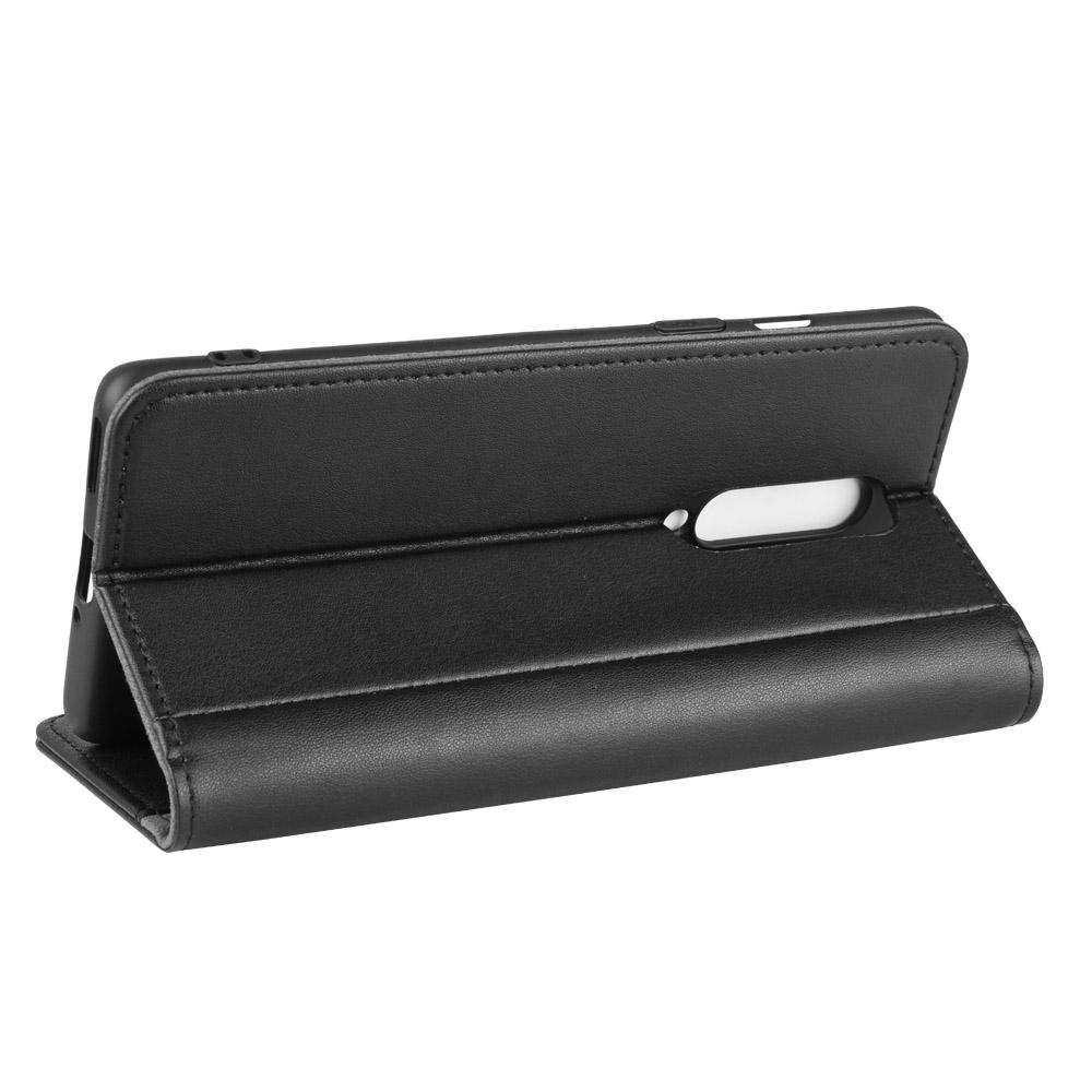 Étui en cuir veritable  OnePlus 8, Noir