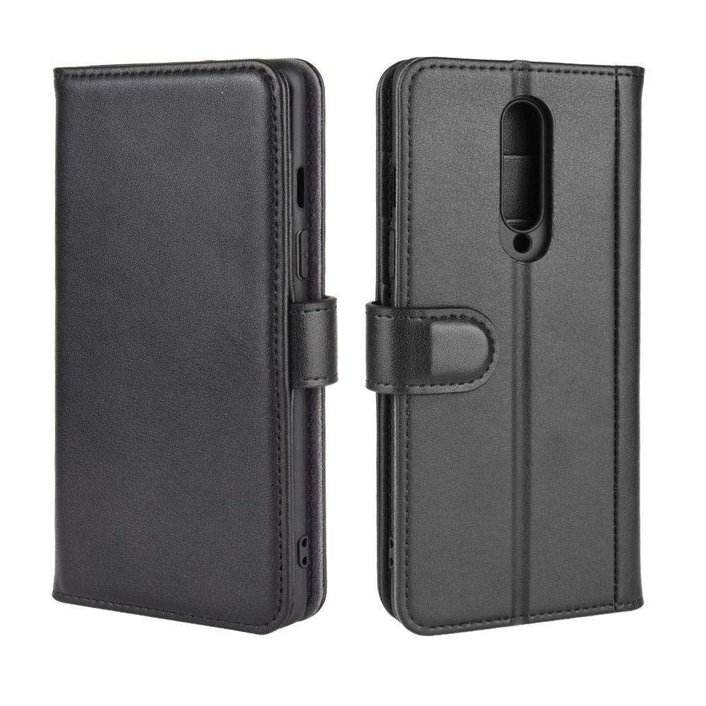 Étui en cuir veritable  OnePlus 8, Noir