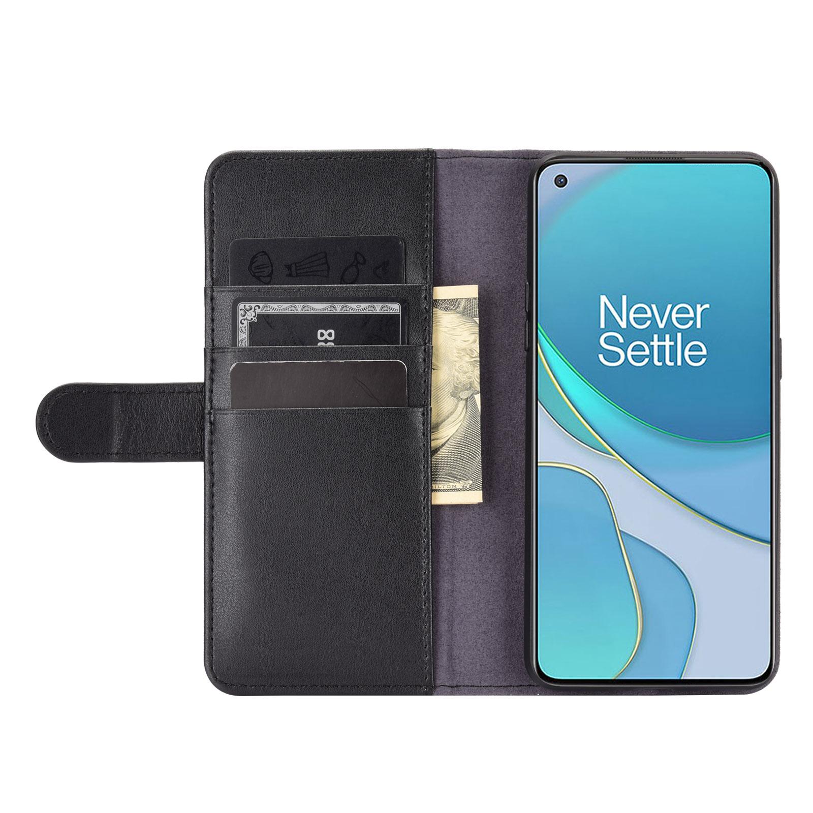 Étui en cuir veritable OnePlus 8T, noir