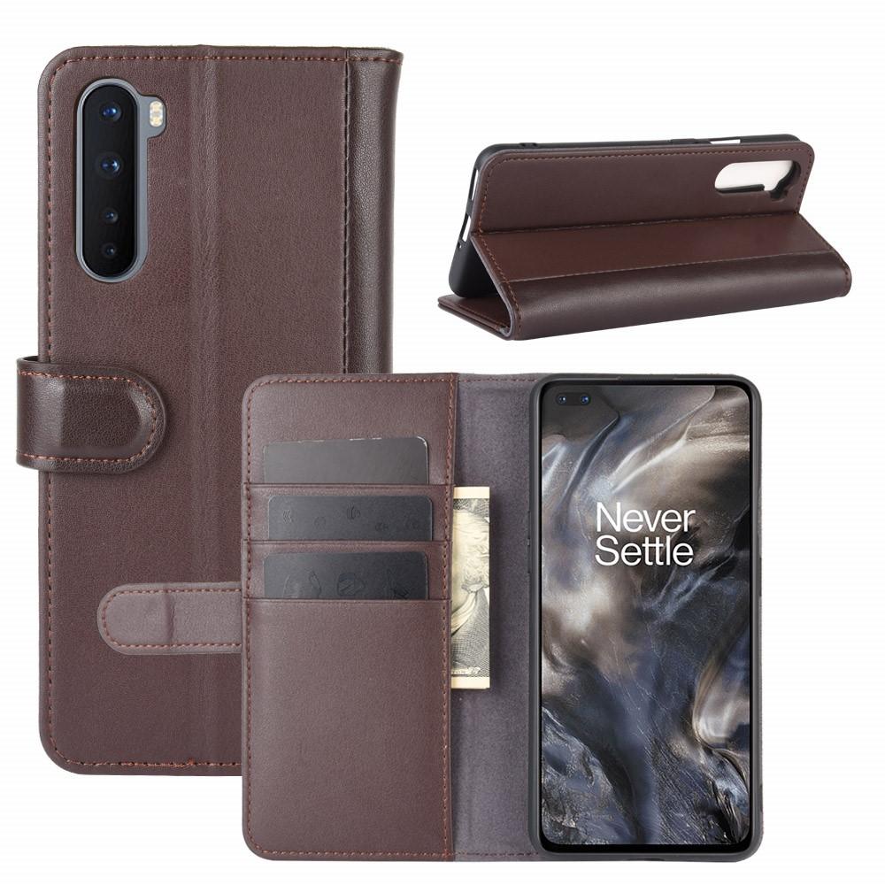 Étui en cuir veritable  OnePlus Nord, Marron