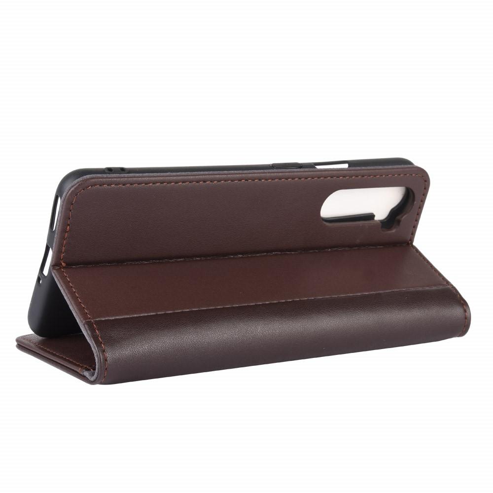 Étui en cuir veritable  OnePlus Nord, Marron