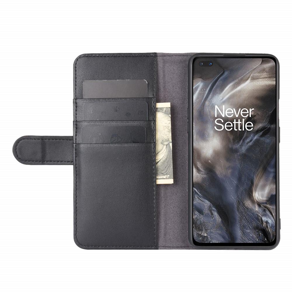 Étui en cuir veritable  OnePlus Nord, Noir