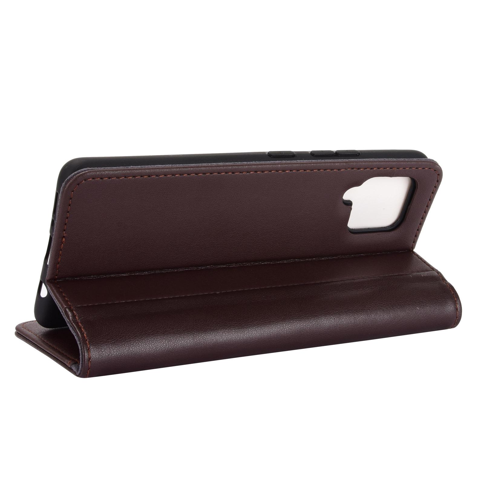 Étui en cuir veritable Samsung Galaxy A12 5G, Marron