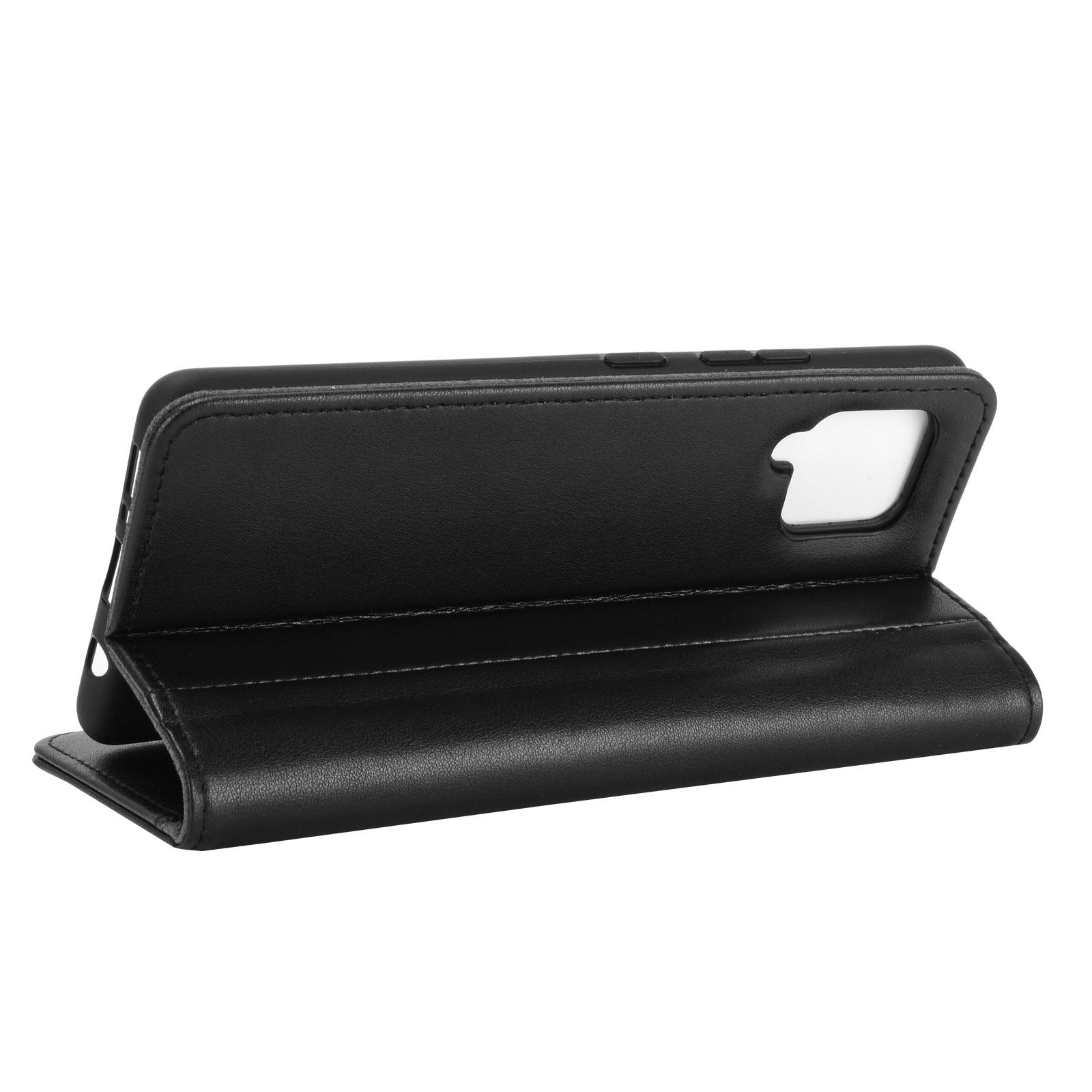 Étui en cuir veritable Samsung Galaxy A12 5G, Noir