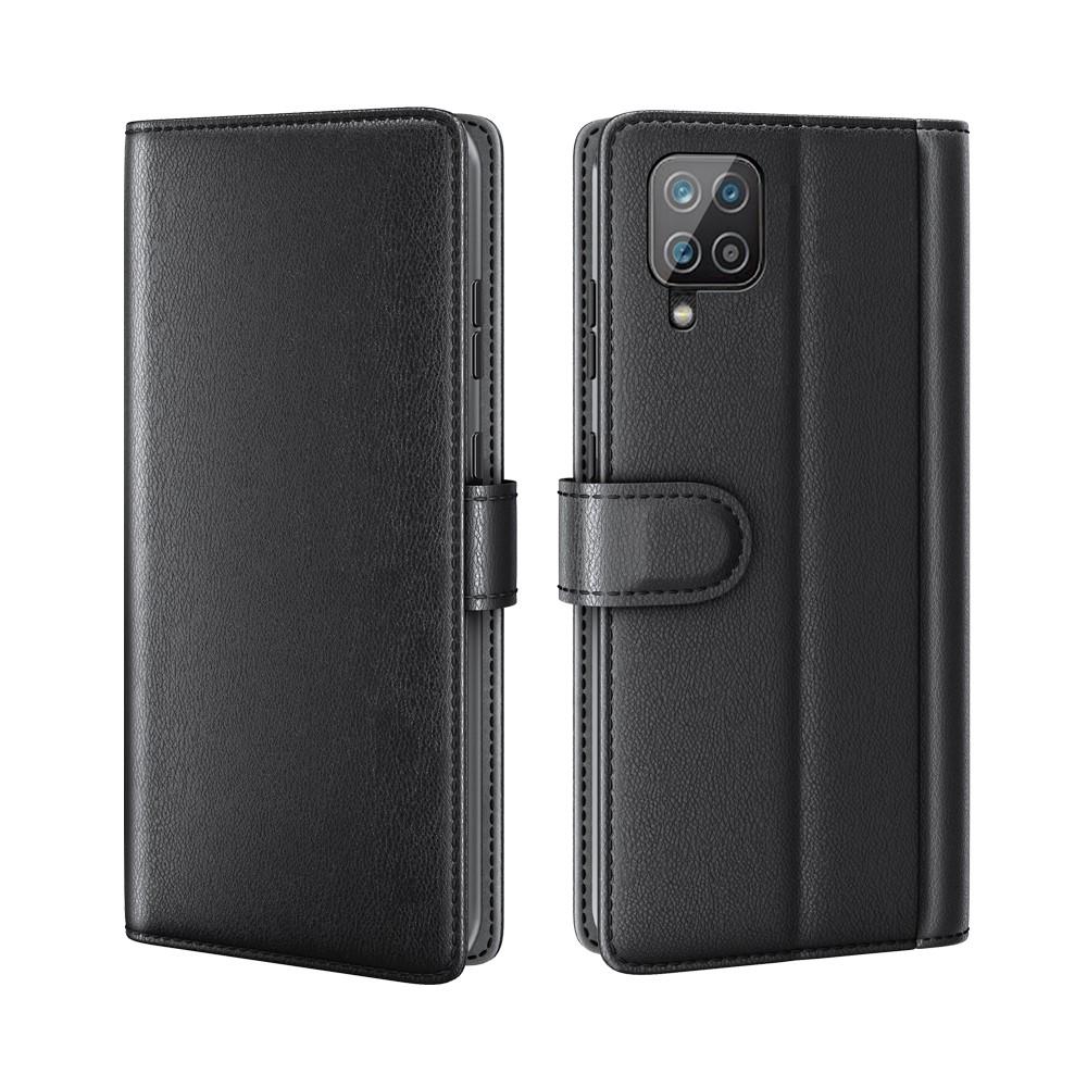 Étui en cuir veritable Samsung Galaxy A12 5G, Noir