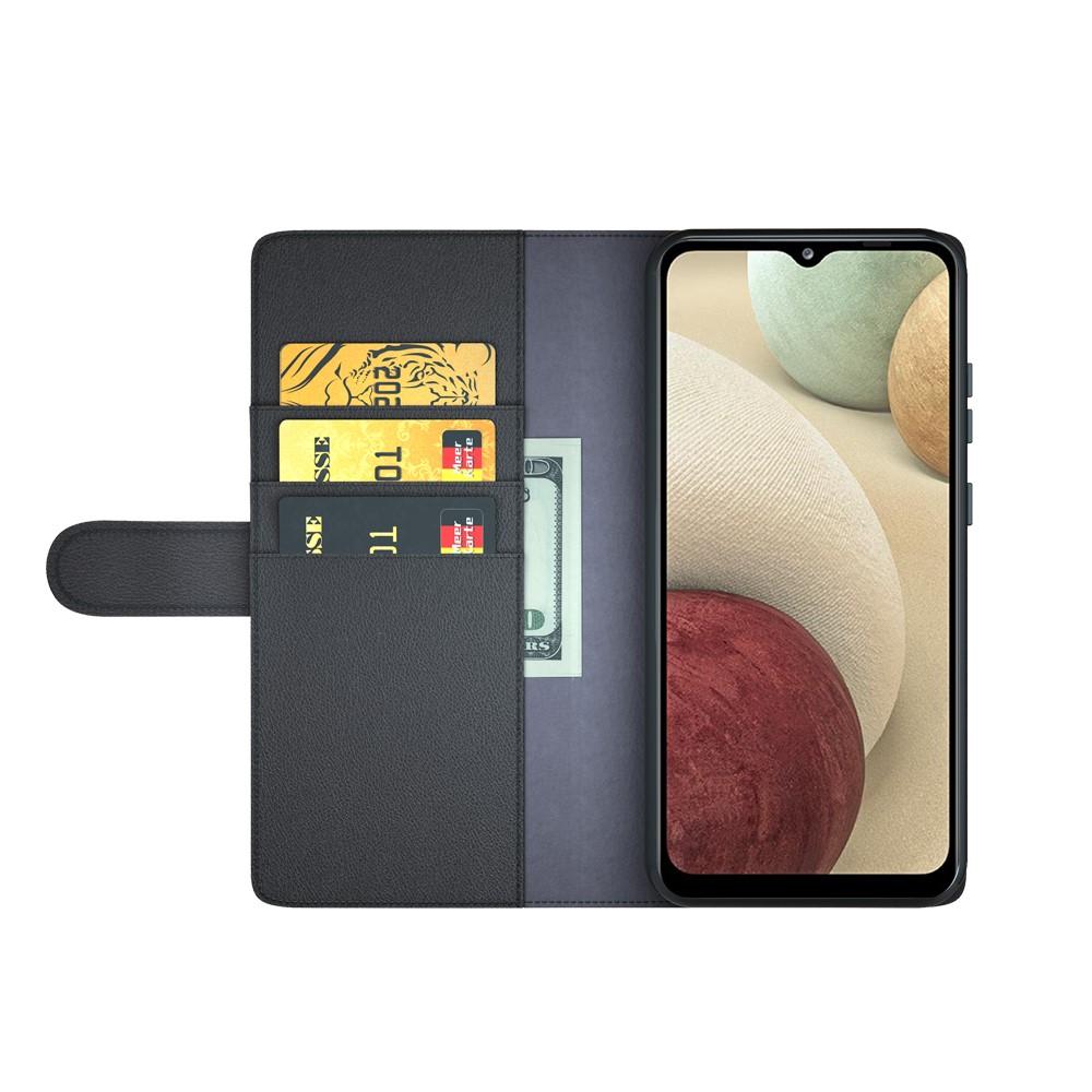 Étui en cuir veritable Samsung Galaxy A12 5G, Noir
