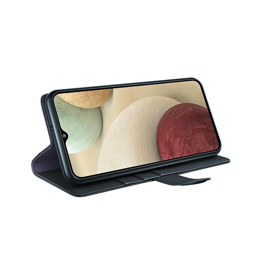 Étui en cuir veritable Samsung Galaxy A12 5G, Noir