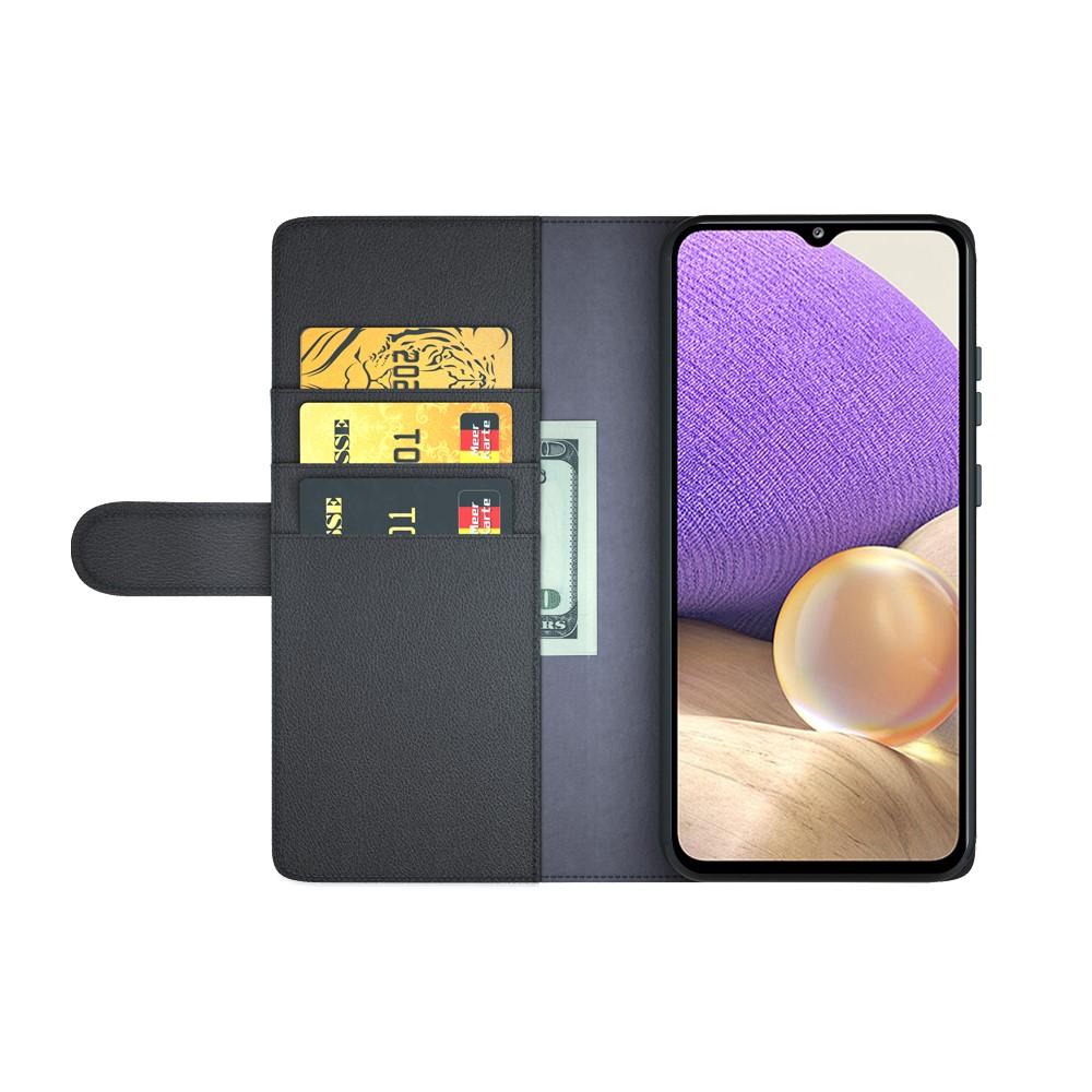 Étui en cuir veritable Samsung Galaxy A32 5G, Noir