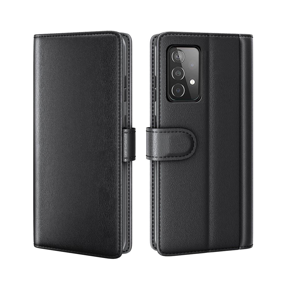 Étui en cuir veritable Samsung Galaxy A52 5G, Noir