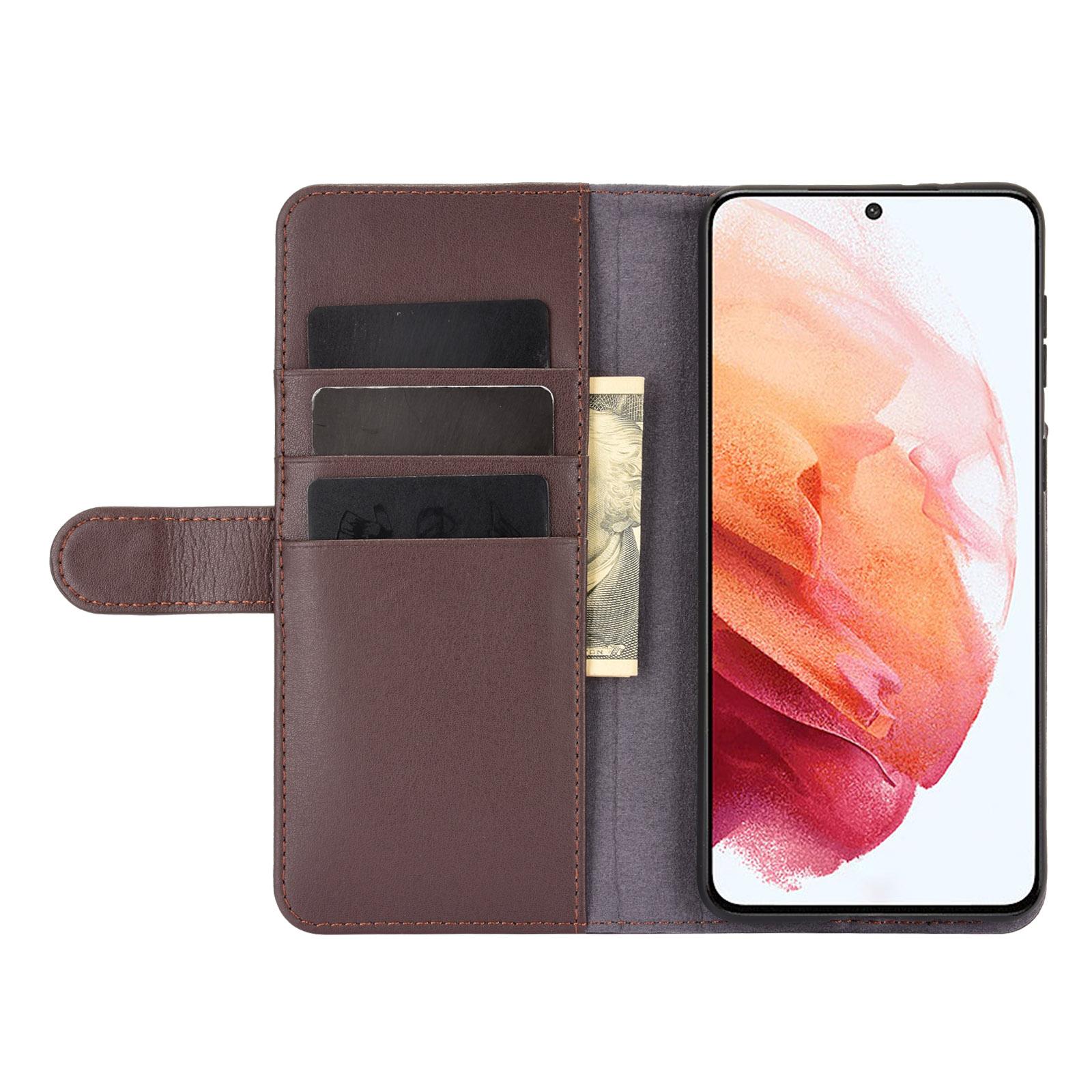 Étui en cuir veritable Samsung Galaxy S21, Marron