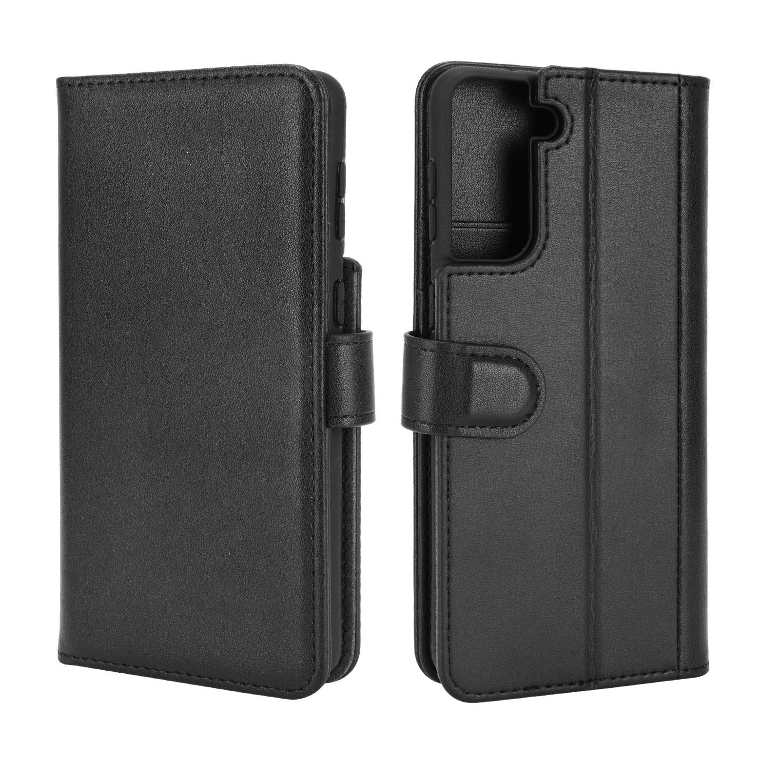 Étui en cuir veritable Samsung Galaxy S21, Noir