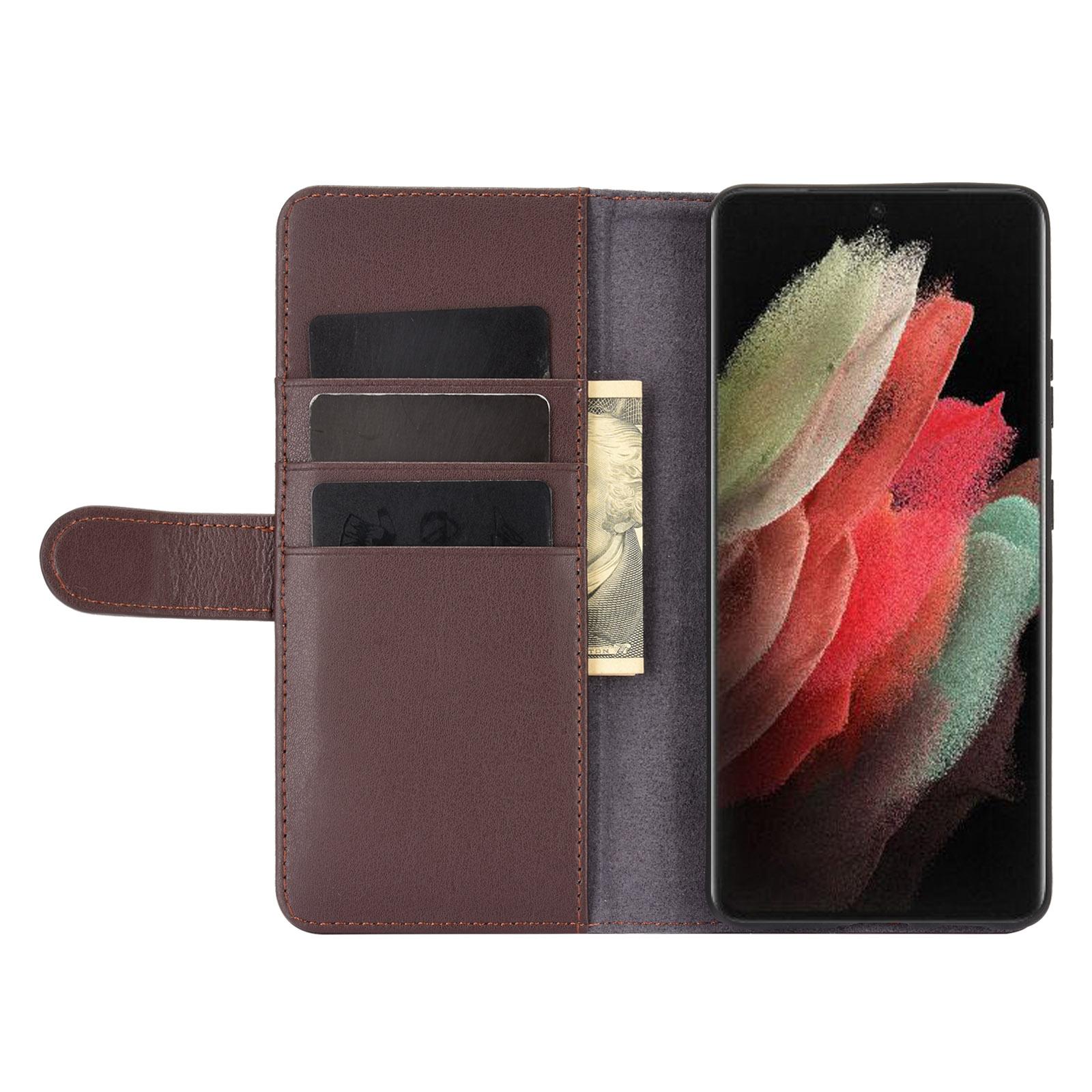 Étui en cuir veritable Samsung Galaxy S21 Ultra, marron