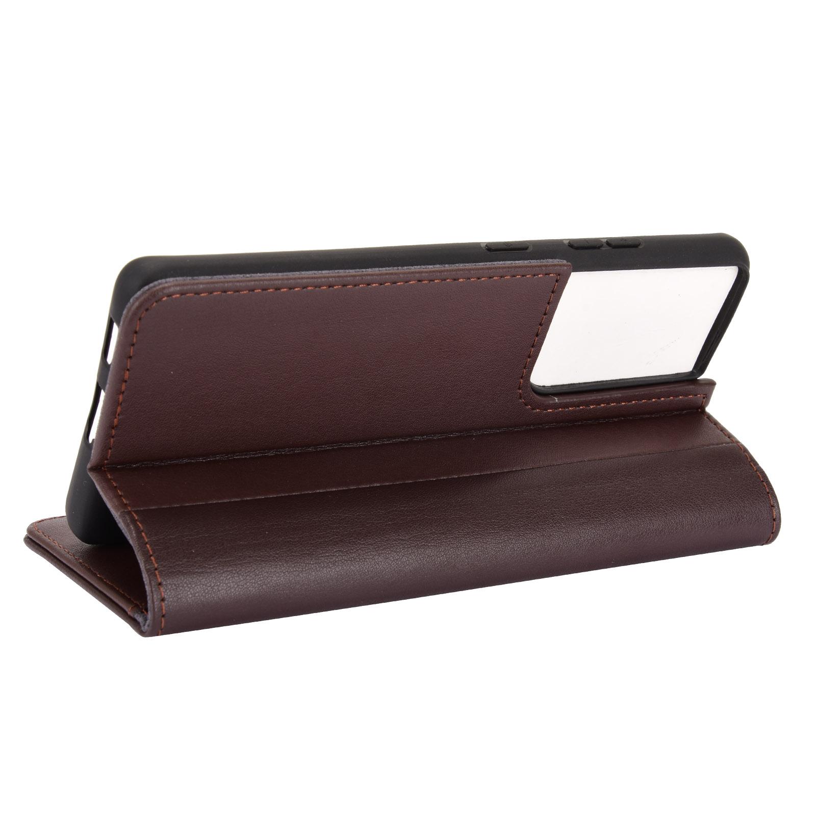 Étui en cuir veritable Samsung Galaxy S21 Ultra, Marron