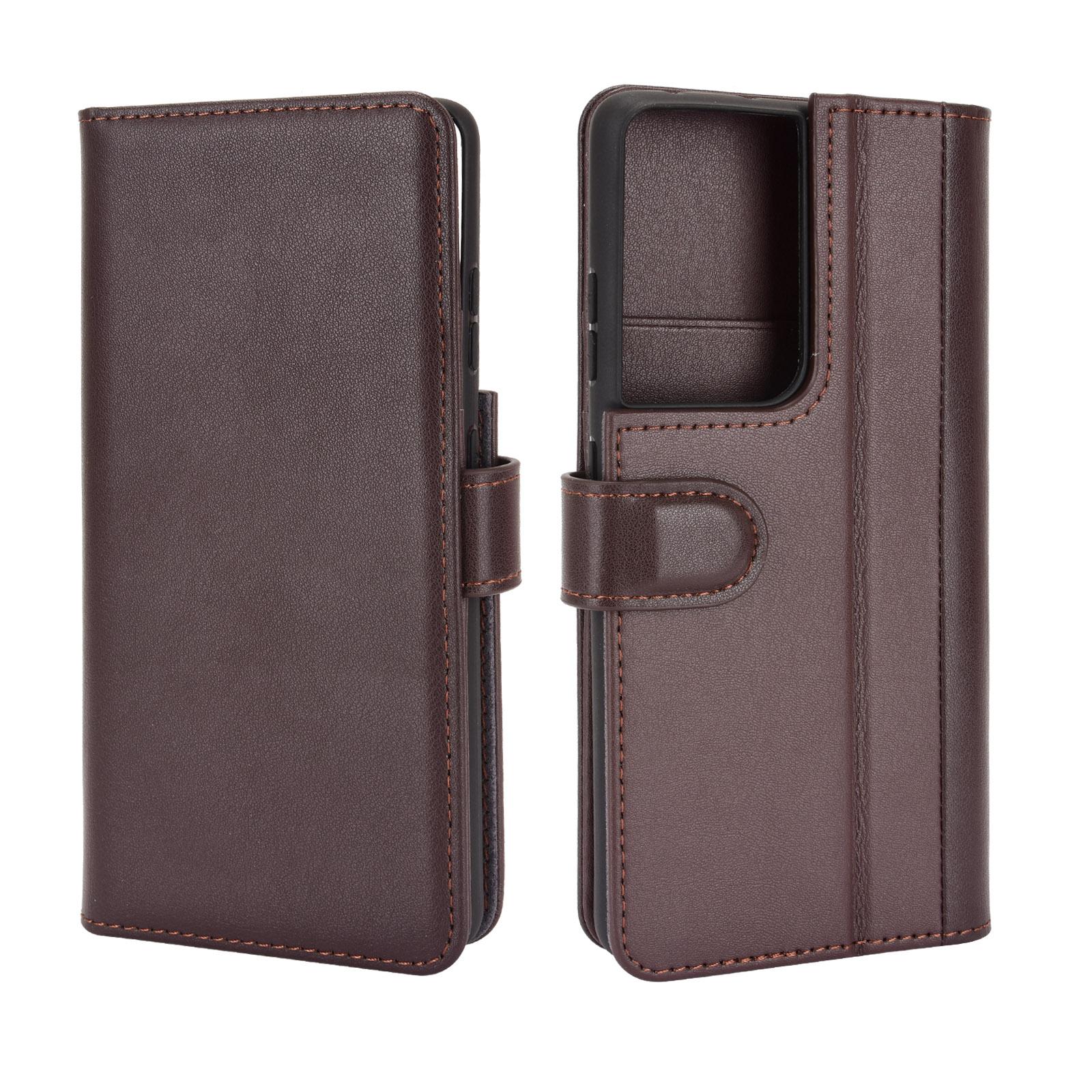 Étui en cuir veritable Samsung Galaxy S21 Ultra, Marron