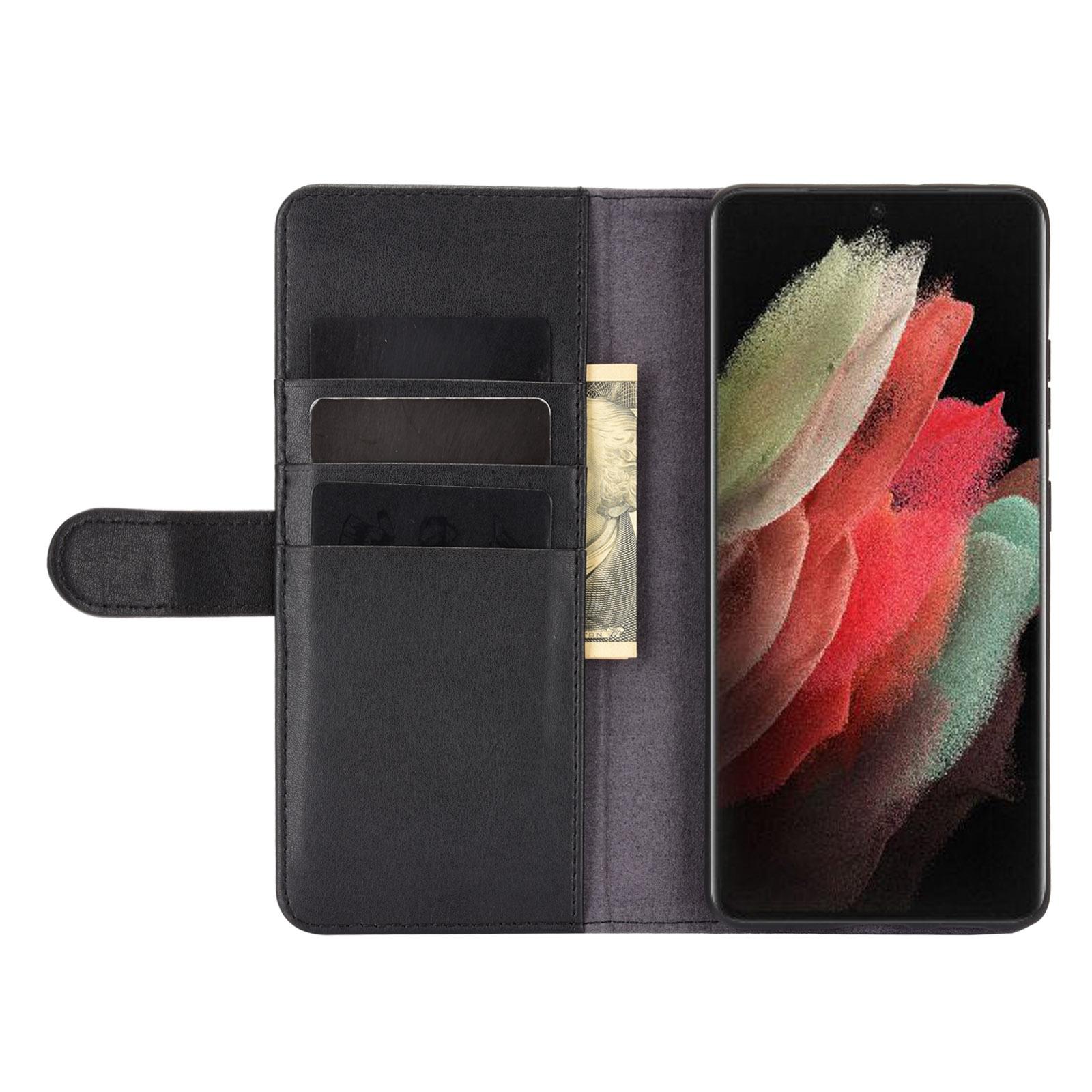 Étui en cuir veritable Samsung Galaxy S21 Ultra, Noir