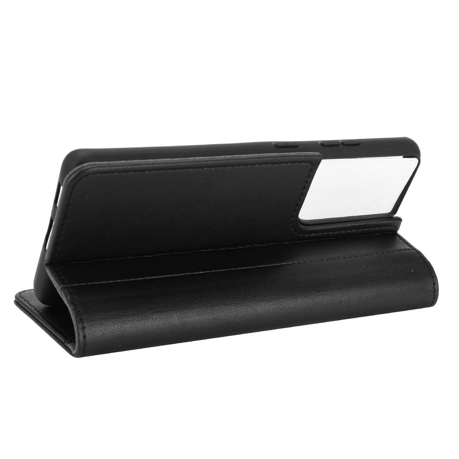 Étui en cuir veritable Samsung Galaxy S21 Ultra, Noir