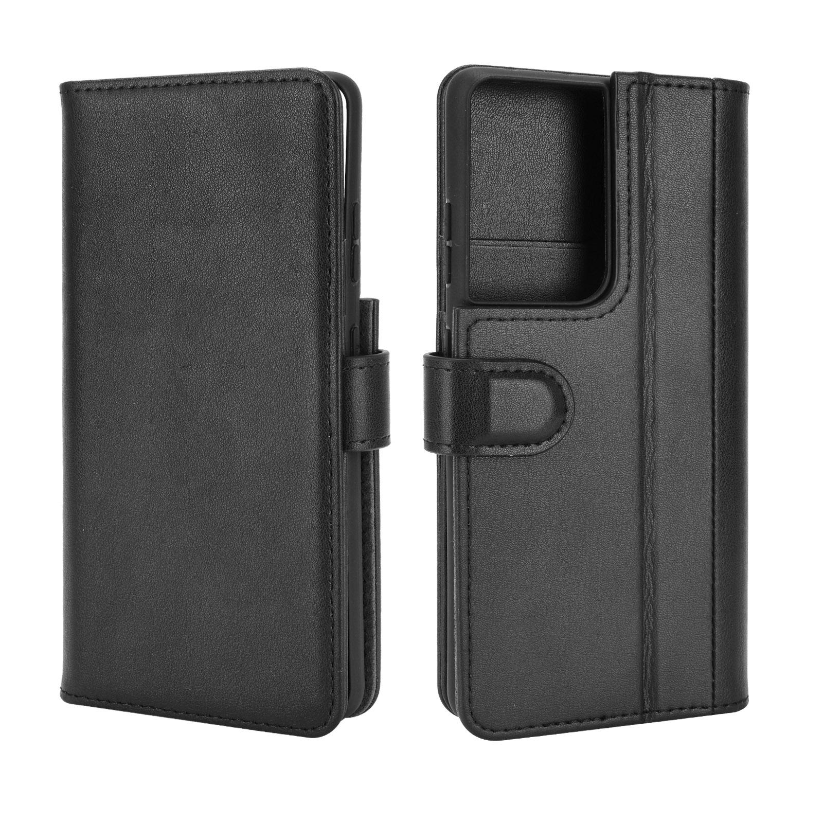 Étui en cuir veritable Samsung Galaxy S21 Ultra, Noir