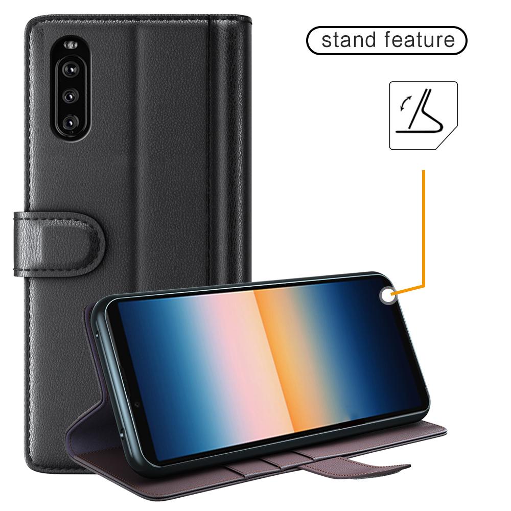 Étui en cuir veritable Sony Xperia 10 III, Noir