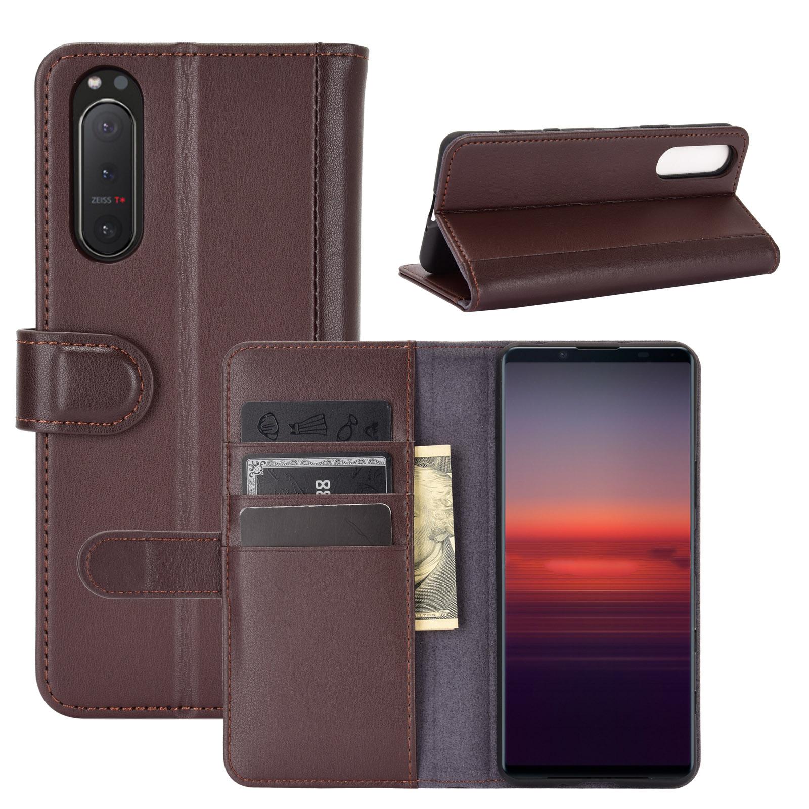 Étui en cuir veritable Sony Xperia 5 II, Marron