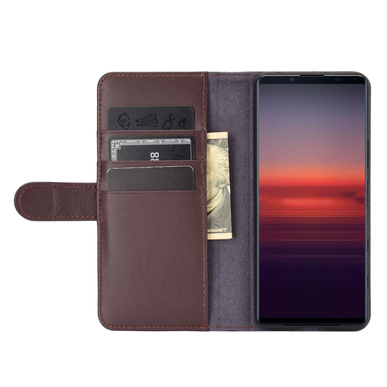 Étui en cuir veritable Sony Xperia 5 II, Marron