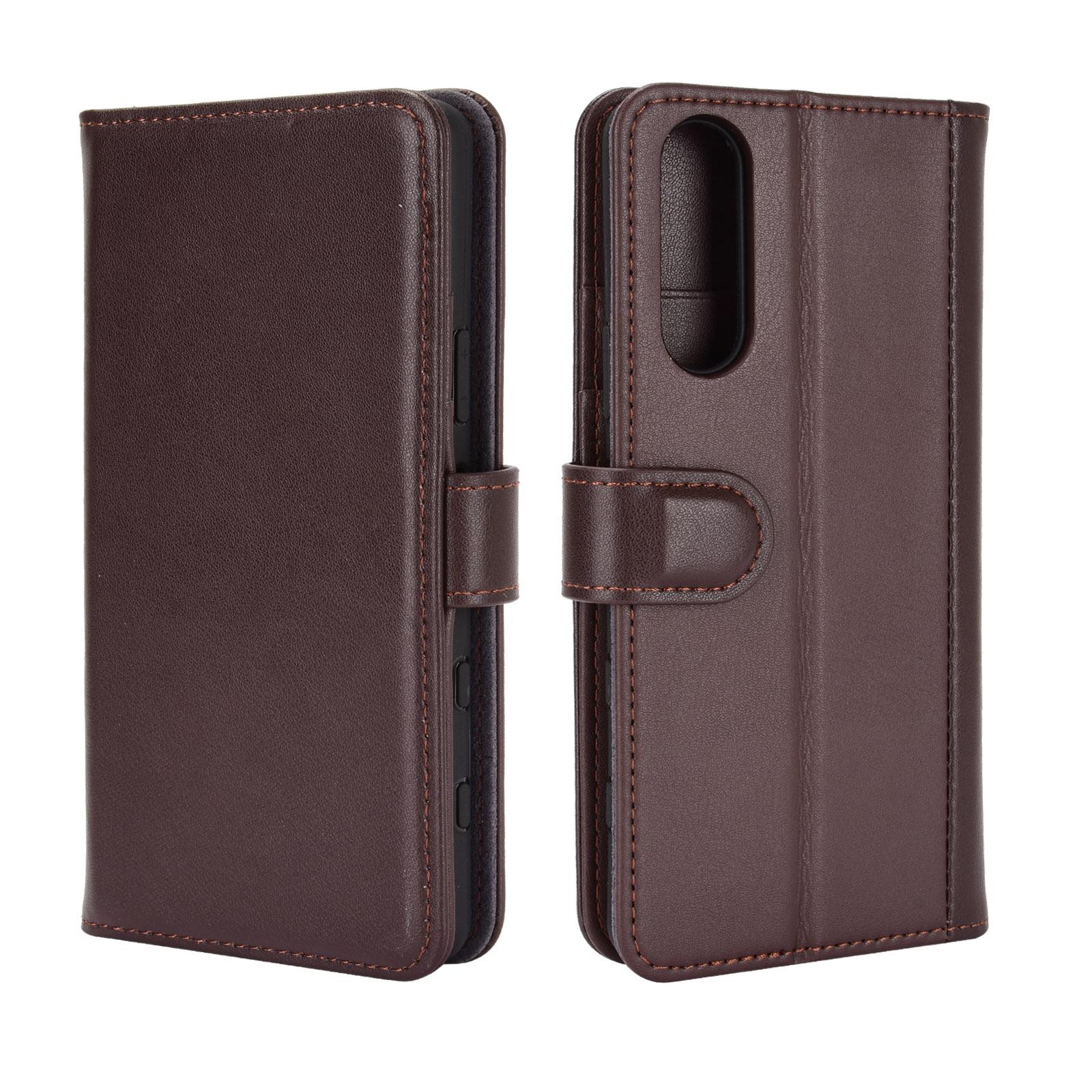 Étui en cuir veritable Sony Xperia 5 II, Marron