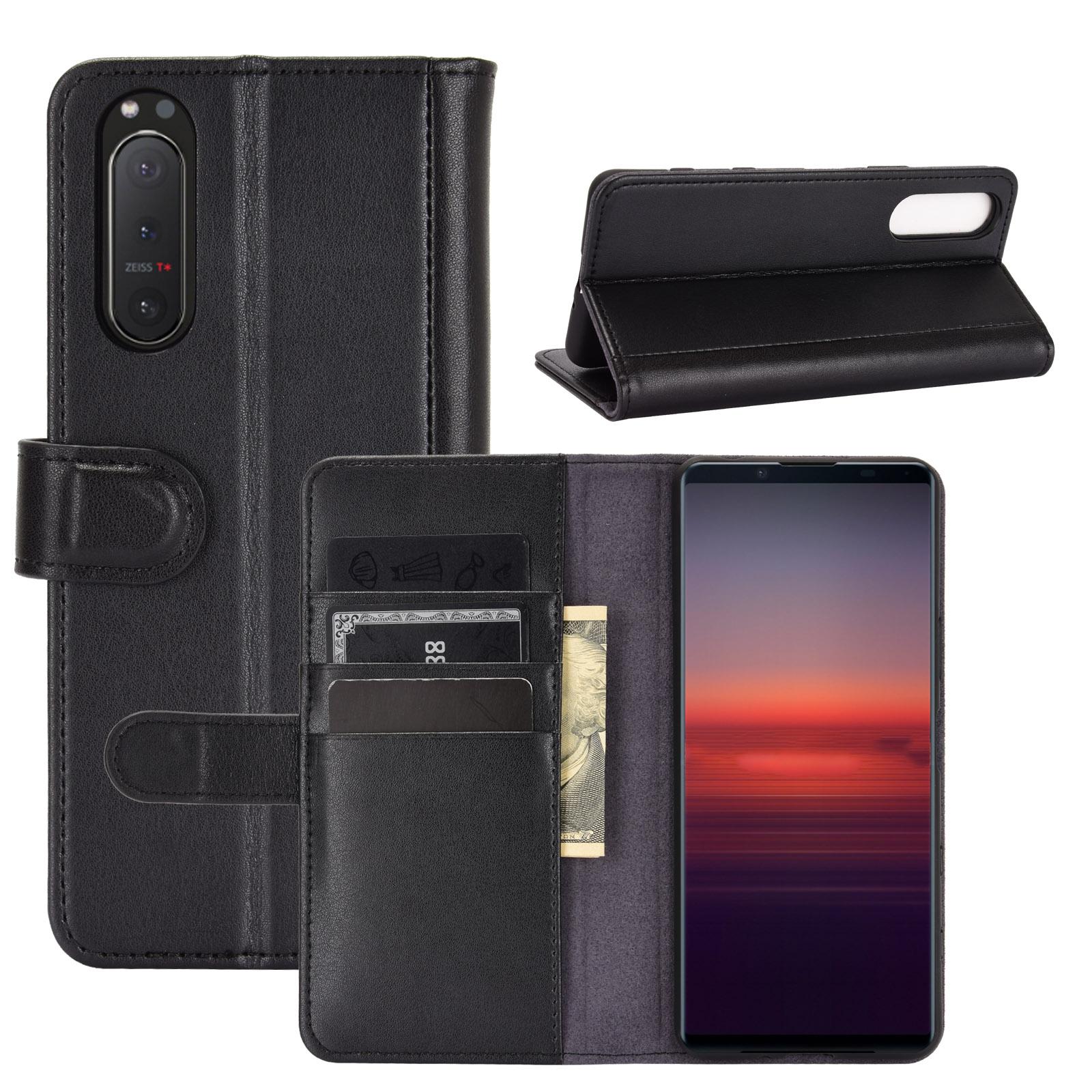 Étui en cuir veritable Sony Xperia 5 II, Noir
