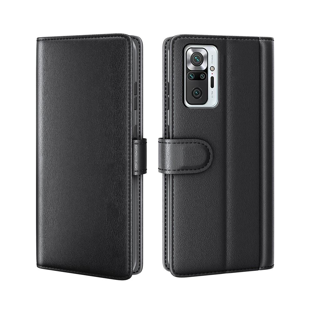 Étui en cuir veritable Xiaomi Redmi Note 10 Pro, Noir