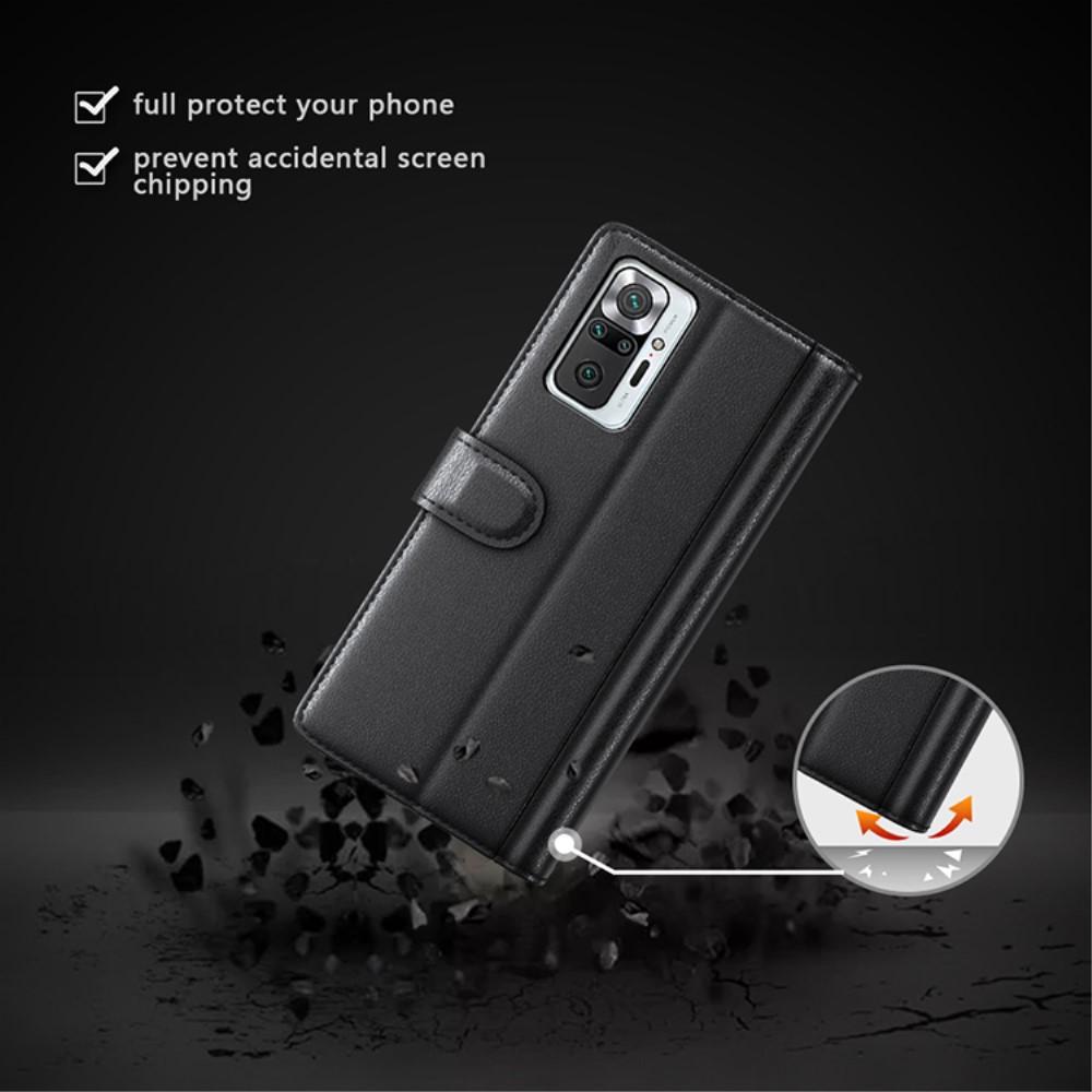 Étui en cuir veritable Xiaomi Redmi Note 10 Pro, Noir