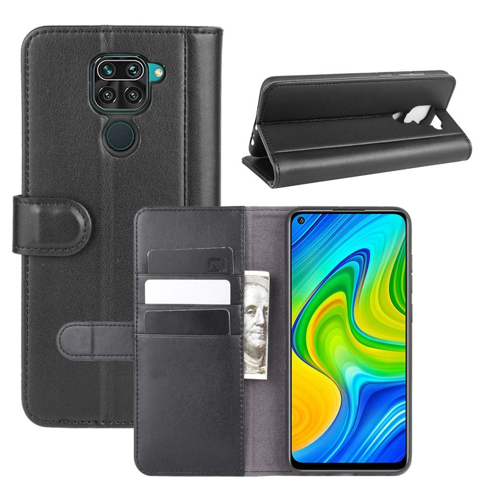 Étui en cuir veritable Xiaomi Redmi Note 9 Pro, Noir