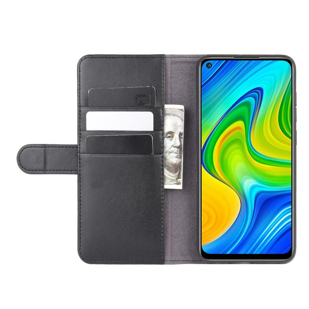 Étui en cuir veritable Xiaomi Redmi Note 9 Pro, Noir