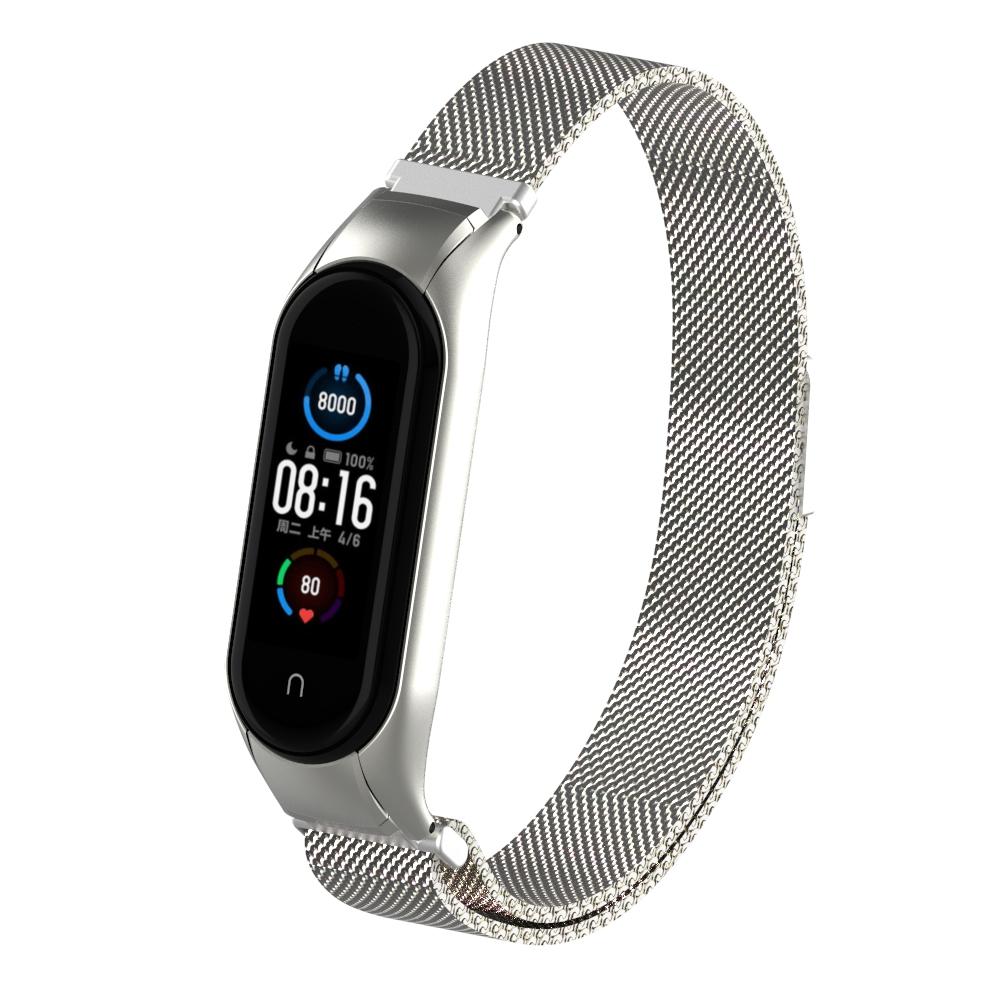 Bracelet milanais pour Xiaomi Mi Band 5/Mi Band 6, Argent