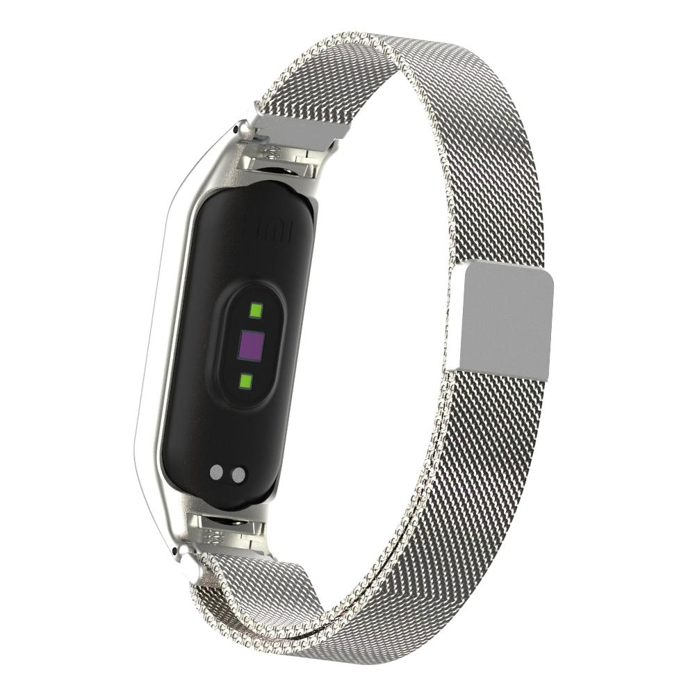 Bracelet milanais pour Xiaomi Mi Band 5/Mi Band 6, Argent