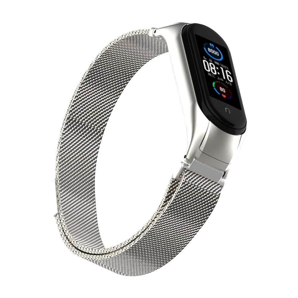 Bracelet milanais pour Xiaomi Mi Band 5/Mi Band 6, Argent