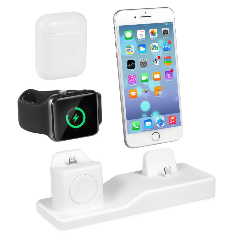 Support de Charge 3 en 1 AirPods/Apple Watch/iPhone Blanc