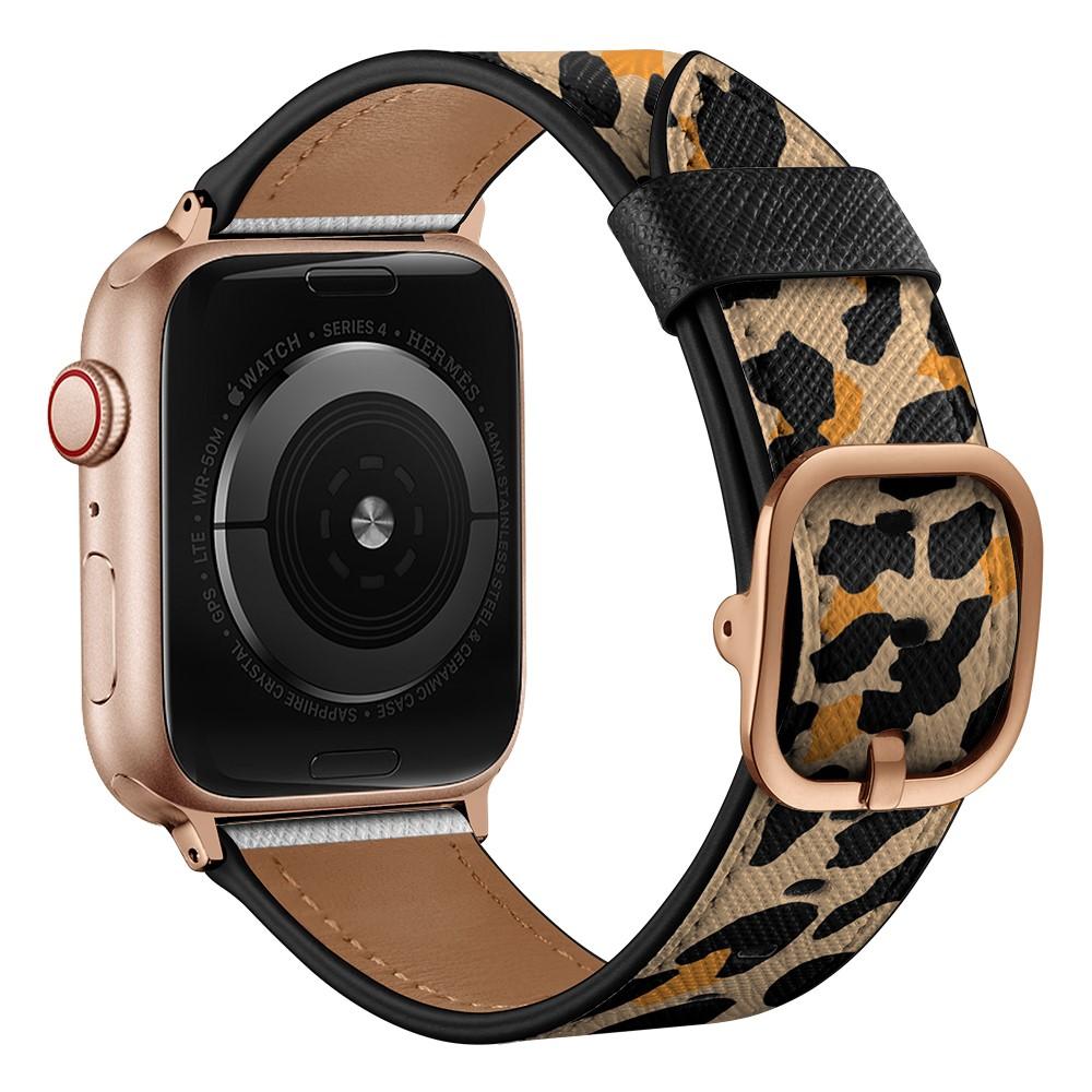 Bracelet en cuir Apple Watch Series 9 45mm, Léopard