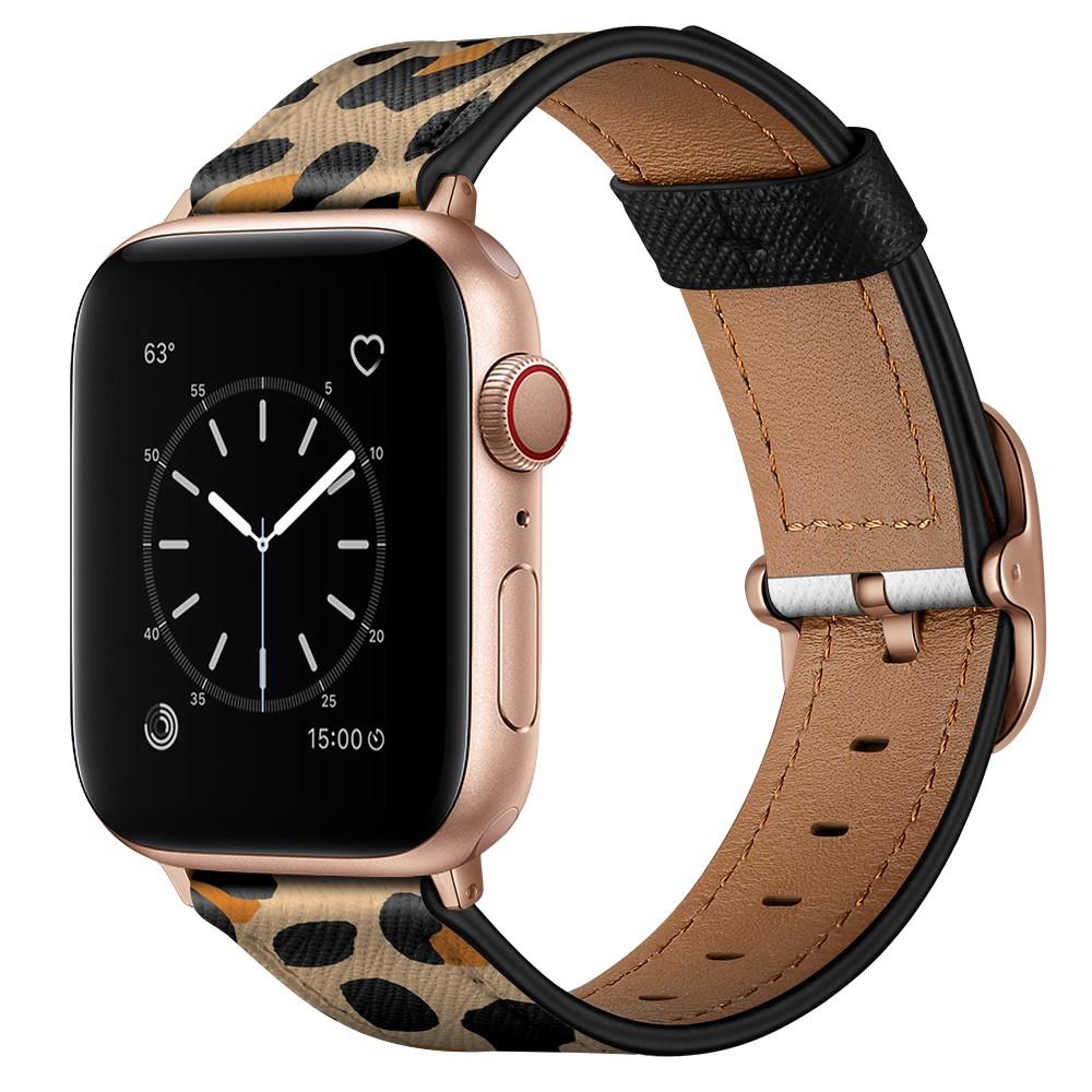 Bracelet en cuir Apple Watch Series 9 45mm, Léopard